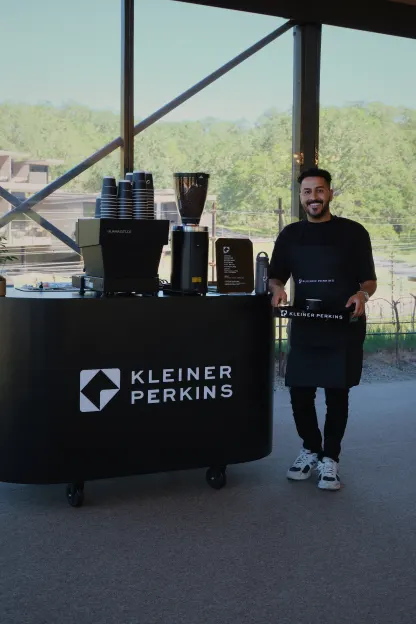 The Vespa sidecar bar with barista